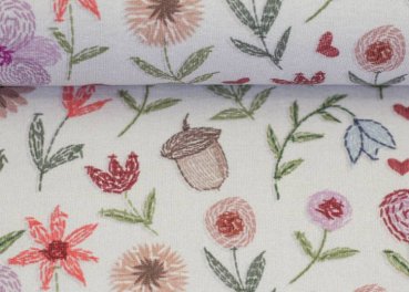 Preview: Embroidery Flowers Swafing Sweatstoff French Terry Blumenstoff by Christiane Zielinski 50 cm Preview: Embroidery Flowers  Swafing Blumenstoff Sweat in Stickereioptik